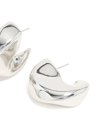 Silver C-Shape Stud Earrings - link has visual effect only