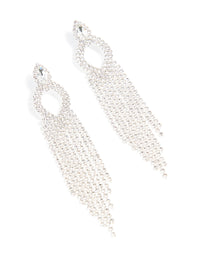 Silver Diamante Pear Tassel Drop Earrings - link has visual effect only