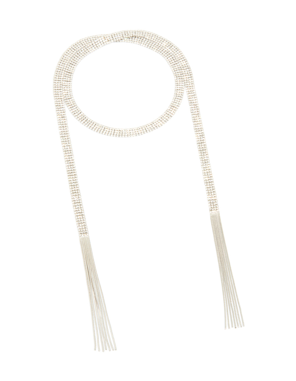 Silver Diamante Multi Tassel Necklace