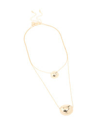 Gold Pebble Pendant Layered Necklace - link has visual effect only