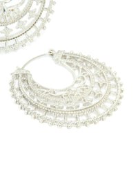 Antique Silver Boho Decorative Hoop Earrings - link has visual effect only