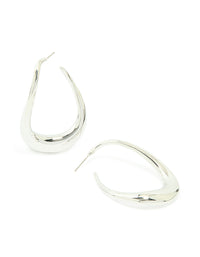 Silver Medium 3D Abstract Round Stud Earrings - link has visual effect only