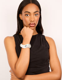 Silver Thick Wave Hinged Bangle - link has visual effect only