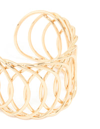 Gold Thick Layered Circle Design Wrist Cuff - link has visual effect only