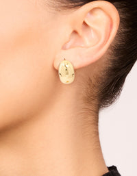 Gold Plated Brass Pebble Large Hoop Earrings - link has visual effect only