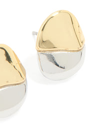 Mixed Metal Plated Brass Mini Pebble Stud Earrings - link has visual effect only
