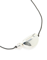 Silver Plated Pebble Cord Large Pendant Necklace - link has visual effect only