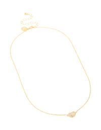 Gold Plated Cubic Zirconia Small Pebble Pendant Necklace - link has visual effect only