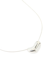 Silver Plated  Large Pebble Pendant Necklace - link has visual effect only