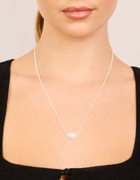 Silver Plated Cubic Zirconia Small Pebble Pendant Necklace - link has visual effect only