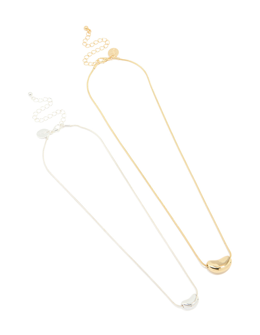 Mixed Metal Pebble Pendant Necklaces 2-Pack