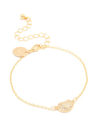 Gold Plated Brass Cubic Zirconia Single Pebble Bracelet - link has visual effect only
