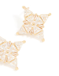 Gold Cubic Zirconia Marquise Star Stud Earrings - link has visual effect only