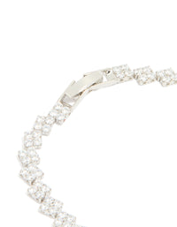 Silver Cubic Zirconia Rectangular Tennis Bracelet - link has visual effect only