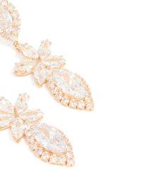 Gold Cubic Zirconia Statement Flower Drop Earrings - link has visual effect only