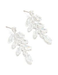 Silver Cubic Zirconia Leaf Drop Earrings - link has visual effect only