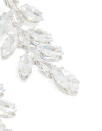 Silver Cubic Zirconia Leaf Drop Earrings - link has visual effect only