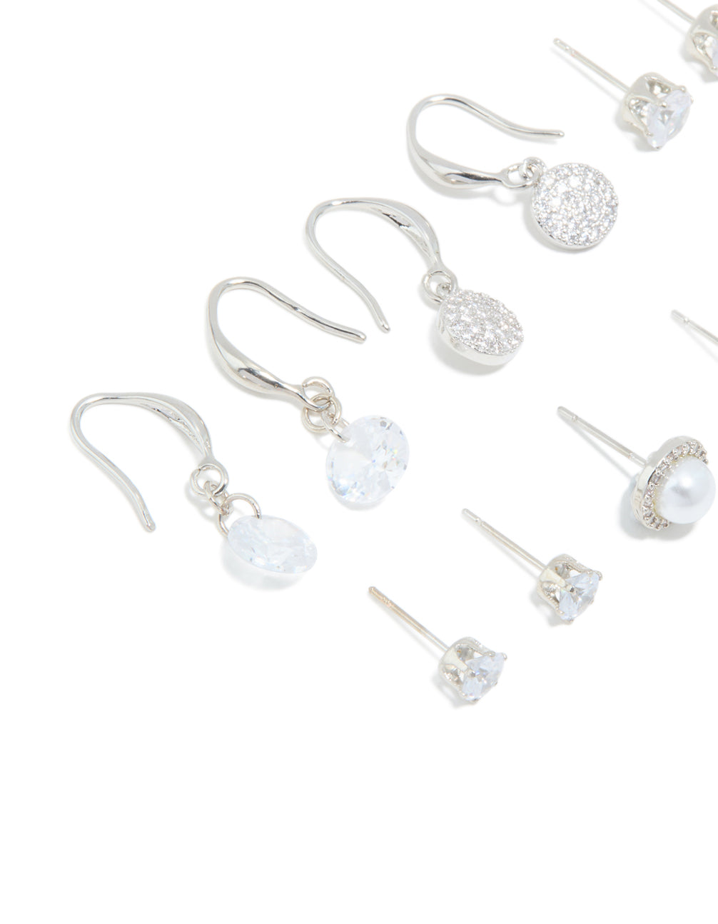 Silver Pearl & Cubic Zirconia Earrings 6-Pack