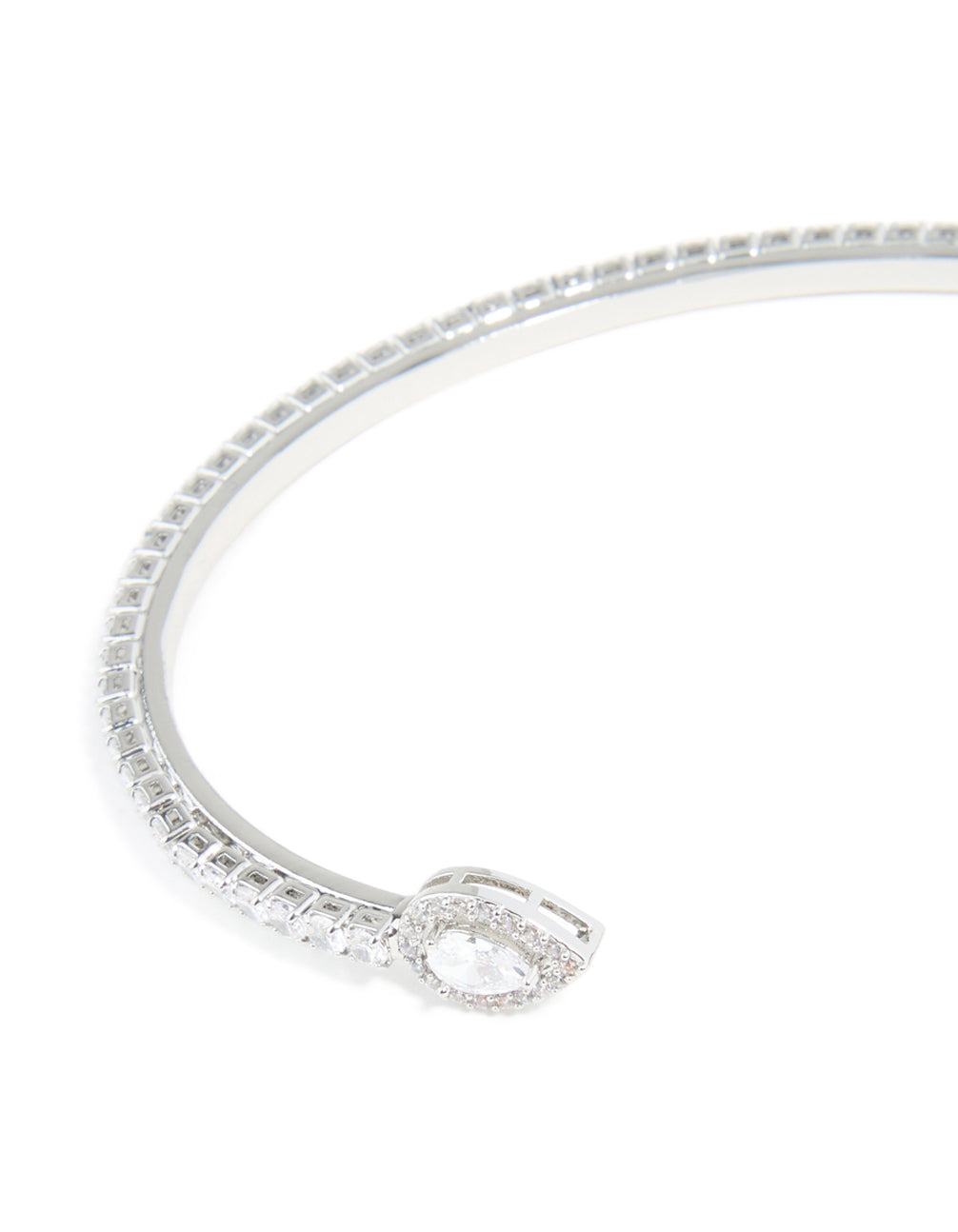 Silver Cubic Zirconia Pear Square Wrist Cuff