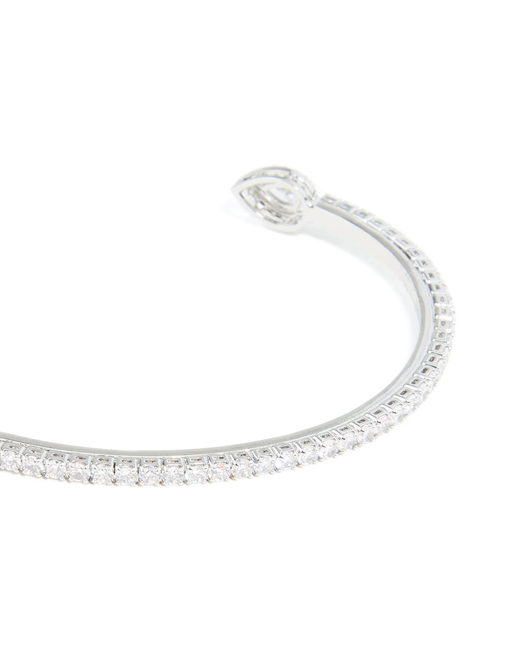Silver Cubic Zirconia Pear Square Wrist Cuff