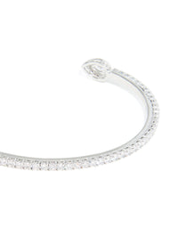 Silver Cubic Zirconia Pear Square Wrist Cuff - link has visual effect only