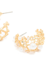 Gold Plated Acrylic Flower Graduating Huggie Earrings - link has visual effect only