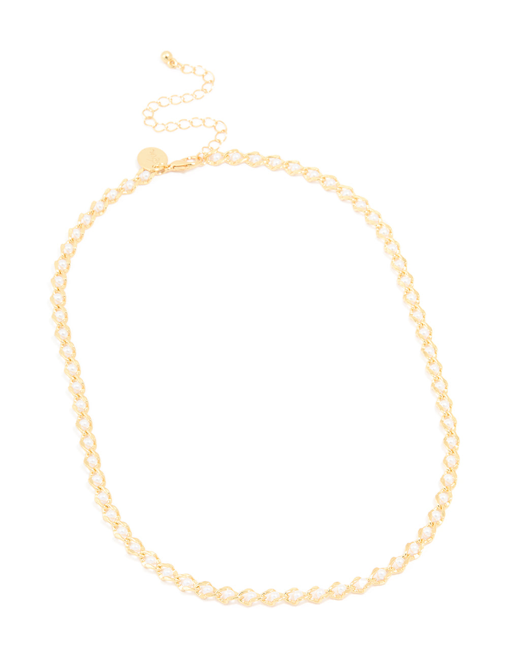 Gold Plated Pearl Inlay Chain Necklace