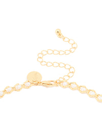 Gold Plated Pearl Inlay Chain Necklace - link has visual effect only