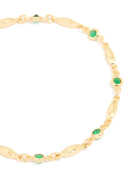 Gold Plated Emerald Cubic Zirconia Oval Bracelet - link has visual effect only