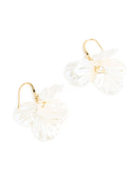 Gold Plated Cubic Zirconia Acrylic Leaf Drop Hook Earrings - link has visual effect only