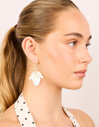 Gold Plated Cubic Zirconia Acrylic Leaf Drop Hook Earrings - link has visual effect only