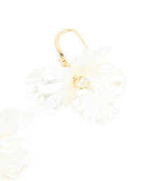 Gold Plated Cubic Zirconia Acrylic Leaf Drop Hook Earrings - link has visual effect only