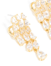 Gold Plated Cubic Zirconia Teardrop Triple Drop Earrings - link has visual effect only