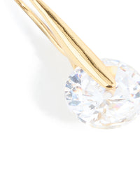 Gold Plated Cubic Zirconia Round Interlocking Hook Earrings - link has visual effect only