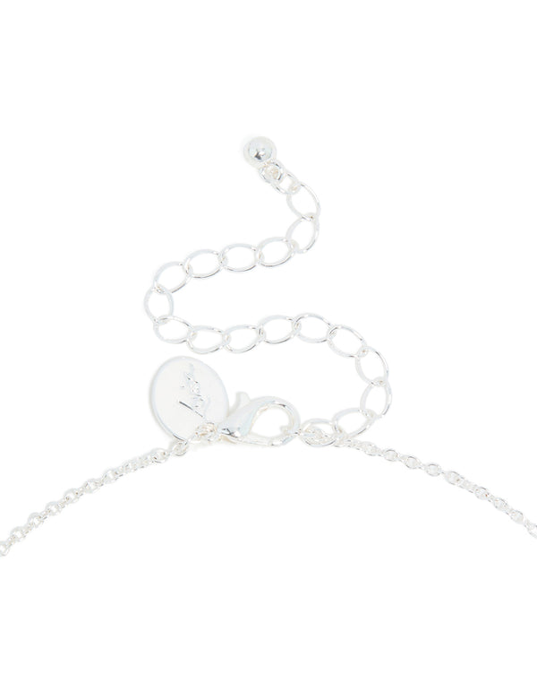 Silver Plated Cubic Zirconia Flower Centre Pendant Necklace