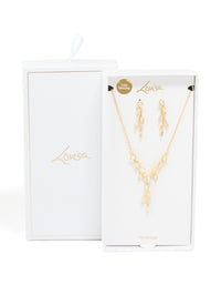 Gold Plated Cubic Zirconia Vine Drop Earrings & Necklace Set - link has visual effect only