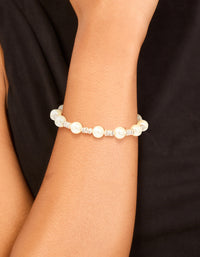Silver Plated Diamante & Pearl Stretch Bracelet - link has visual effect only