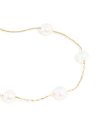 Gold Plated Freshwater Pearl Station Toggle Bracelet - link has visual effect only