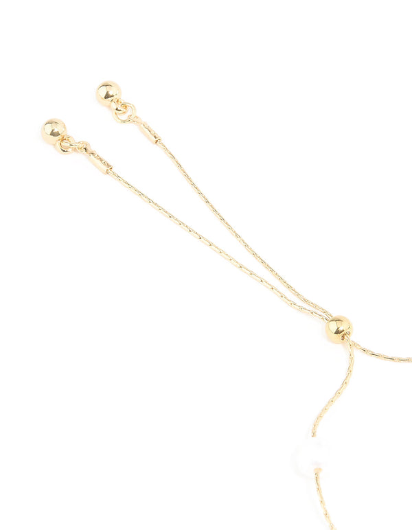 Gold Plated Freshwater Pearl Station Toggle Bracelet