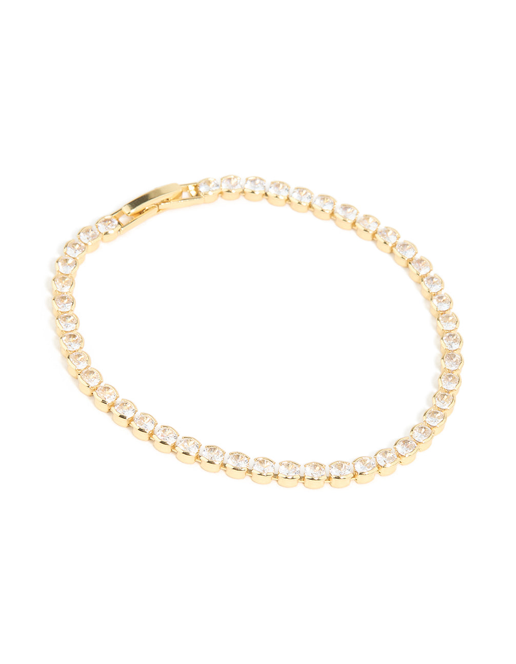 Gold Plated Cubic Zirconia Square & Round Tennis Bracelet