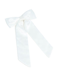 Silver Plated White Shiny Fabric Long Bow - link has visual effect only