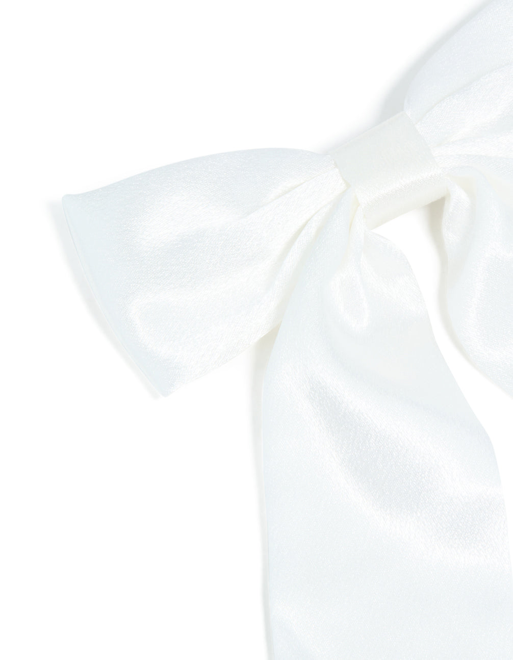 Silver Plated White Shiny Fabric Long Bow