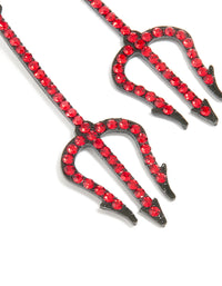 Red Coated Metal Pitch Fork Drop Earrings - link has visual effect only