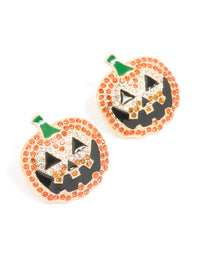 Gold Diamante Pumpkin Stud Earrings - link has visual effect only