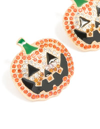 Gold Diamante Pumpkin Stud Earrings - link has visual effect only