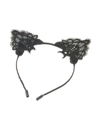Black Lacy Fabric Cat Ears Headband - link has visual effect only