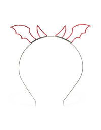 Black Coated Metal & Red Diamante Devil Horn Headband - link has visual effect only