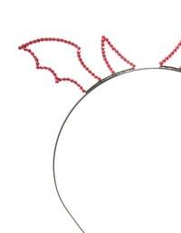 Black Coated Metal & Red Diamante Devil Horn Headband - link has visual effect only