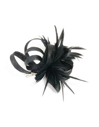 Black Fabric Loop Feather Hair Clip - link has visual effect only