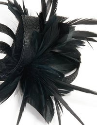 Black Fabric Loop Feather Hair Clip - link has visual effect only